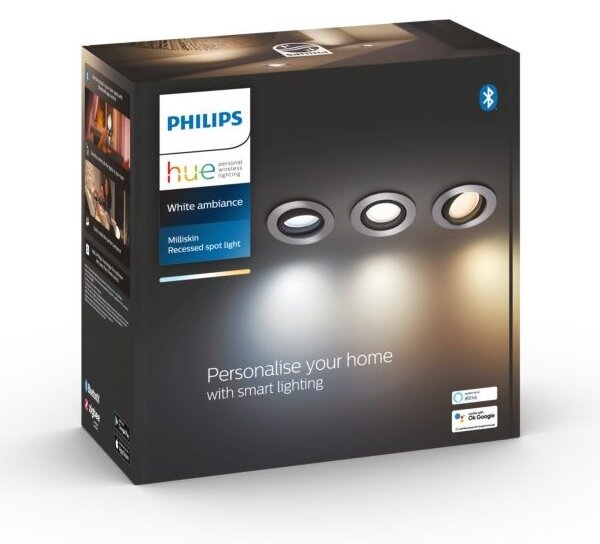 Philips - ΣΕΤ 3x LED Dimmable χωνευτό φωτιστικό Hue MILLISKIN 1xGU10/5,7W/