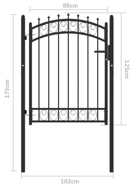 VidaXL Πόρτα Περίφραξης με Ακίδες Μαύρη 100 x 125 εκ. Ατσάλινη