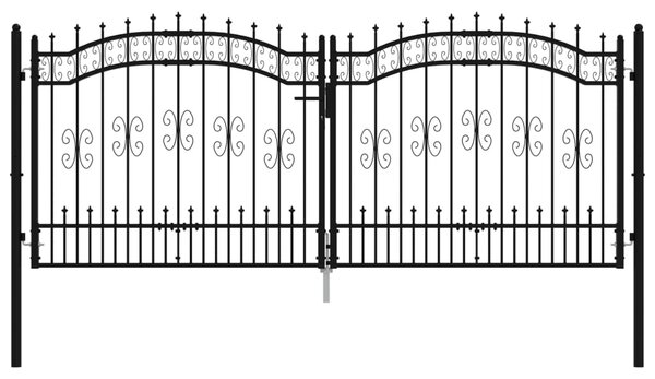 VidaXL Πόρτα Φράχτη με Ακίδες Μαύρη 305x173 εκ. Ατσάλι με Ηλεκτρ. Βαφή