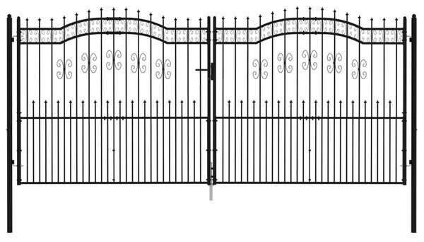 VidaXL Πόρτα Φράχτη με Ακίδες Μαύρη 406x223 εκ. Ατσάλι με Ηλεκτρ. Βαφή