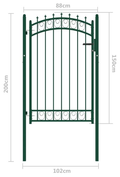 VidaXL Πόρτα Περίφραξης με Ακίδες Πράσινη 100 x 150 εκ. Ατσάλινη