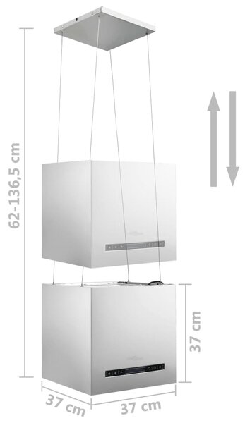 VidaXL Απορροφητήρας Νησίδα Κρεμαστός Αφής με LCD 37 εκ. Ανοξ. Ατσάλι