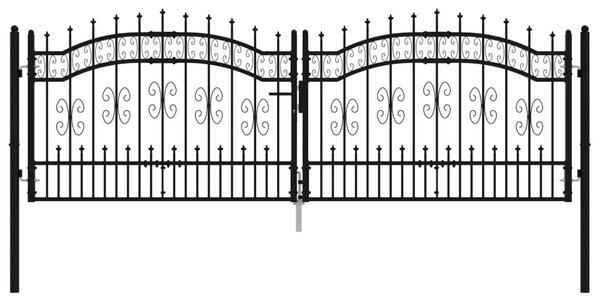 VidaXL Πόρτα Φράχτη με Ακίδες Μαύρη 305x151 εκ. Ατσάλι με Ηλεκτρ. Βαφή