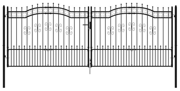 VidaXL Πόρτα Φράχτη με Ακίδες Μαύρη 406x198 εκ. Ατσάλι με Ηλεκτρ. Βαφή