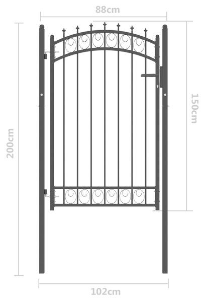 VidaXL Πόρτα Περίφραξης με Ακίδες Μαύρη 100 x 150 εκ. Ατσάλινη
