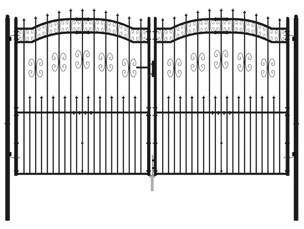 VidaXL Πόρτα Φράχτη με Ακίδες Μαύρη 305x223 εκ. Ατσάλι με Ηλεκτρ. Βαφή