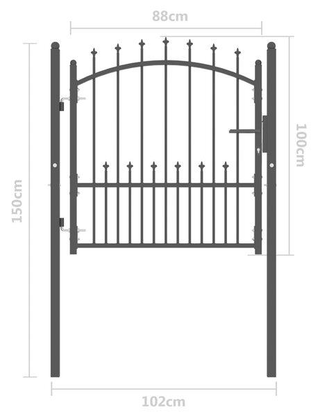 VidaXL Πόρτα Περίφραξης με Ακίδες Μαύρη 100 x 100 εκ. Ατσάλινη