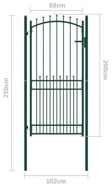 VidaXL Πόρτα Περίφραξης με Ακίδες Πράσινη 100 x 200 εκ. Ατσάλινη