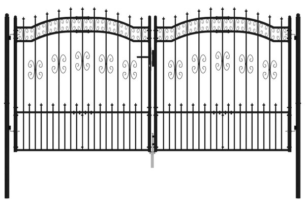 VidaXL Πόρτα Φράχτη με Ακίδες Μαύρη 305x198 εκ. Ατσάλι με Ηλεκτρ. Βαφή