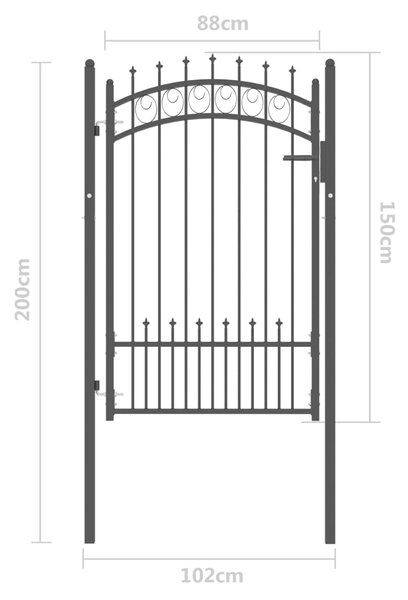 VidaXL Πόρτα Περίφραξης με Ακίδες Μαύρη 100 x 150 εκ. Ατσάλινη