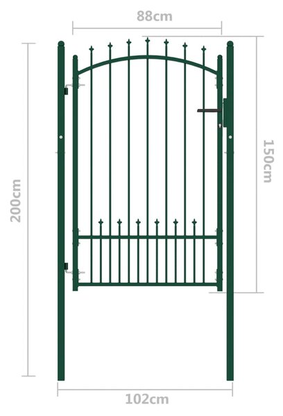 VidaXL Πόρτα Περίφραξης με Ακίδες Πράσινη 100 x 150 εκ. Ατσάλινη