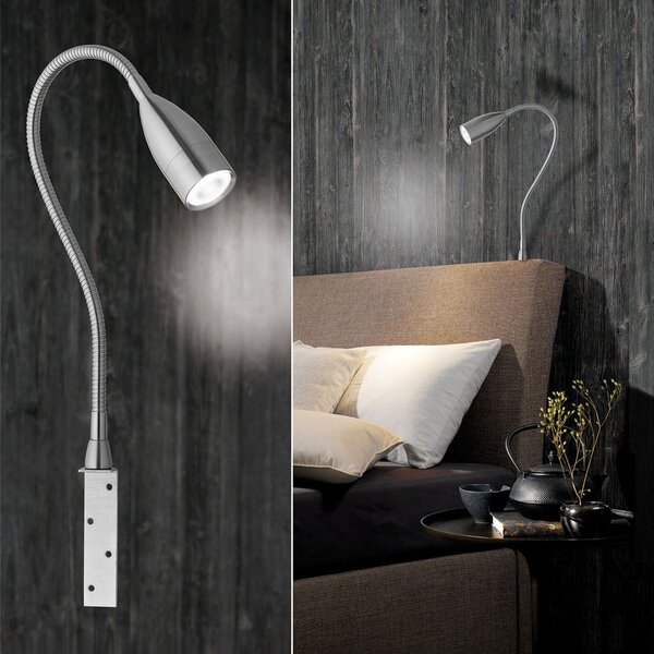FISCHER & HONSEL Φωτιστικό τοίχου Sten LED με δυνατότητα ρύθμισης χειρονομίες, ρυθμιζόμενος, Γκρι, υπνοδωμάτιο, Μέταλλο, σύγχρονο