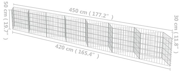 VidaXL Συρματοκιβώτιο Τοίχος 450x30x50 εκ. από Γαλβανισμένο Χάλυβα