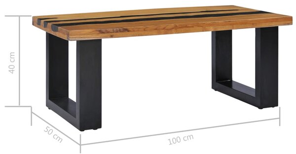 VidaXL Τραπέζι Σαλονιού 100x50x40 εκ. Μασίφ Ξύλο Teak/Ηφαιστ. Πέτρωμα