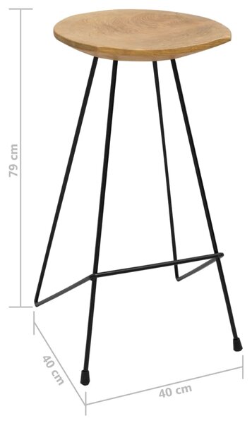 VidaXL Σκαμπό Μπαρ 2 τεμ. από Μασίφ Ξύλο Teak