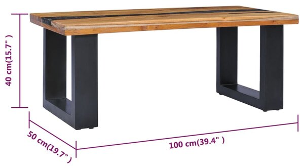 VidaXL Τραπεζάκι Σαλονιού 100x50x40 εκ. Μασίφ Ξύλο Teak / Συνθ. Ρητίνη