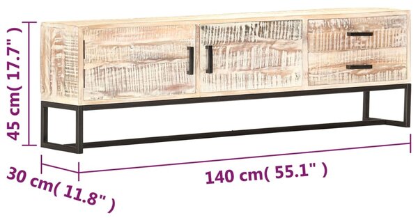 VidaXL Έπιπλο Τηλεόρασης Λευκό 140 x 30 x 45 εκ. Μασίφ Ξύλο Ακακίας