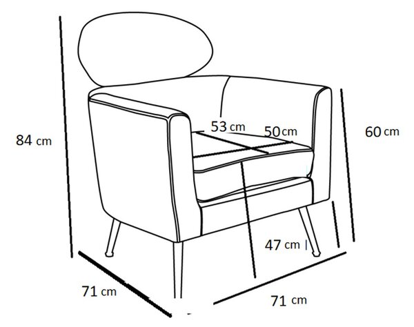 Liberta Πολυθρόνα TESTA Χρυσό 72x76xH85cm