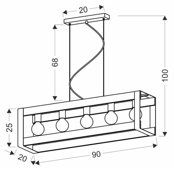 Κρεμαστό φωτιστικό οροφής ράγα VARNA 5xE27/40W/230V δρυς