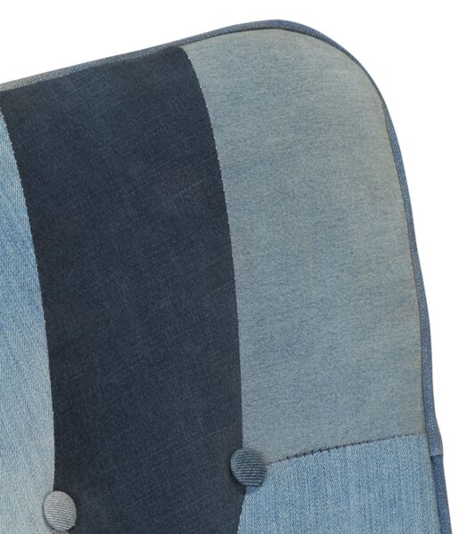 VidaXL Πολυθρόνα Κουνιστή Μπλε Denim Patchwork Καραβόπανο με Υποπόδιο