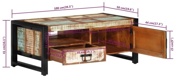 VidaXL Τραπεζάκι Σαλονιού 100x50x41 εκ. από Μασίφ Ανακυκλωμένο Ξύλο