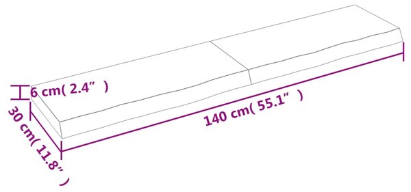 VidaXL Ράφι Τοίχου Ανοιχτό Καφέ 140x30x(2-6)εκ. Επεξ. Μασίφ Ξύλο Δρυός