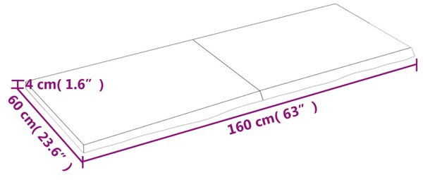 VidaXL Ράφι Τοίχου 160x60x(2-4) εκ. από Ακατέργαστο Μασίφ Ξύλο Δρυός