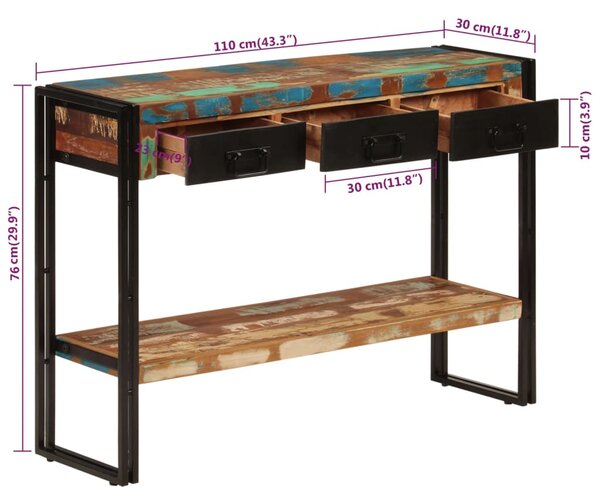 VidaXL Τραπέζι Κονσόλα 110 x 30 x 76 εκ. από Μασίφ Ανακυκλωμένο Ξύλο