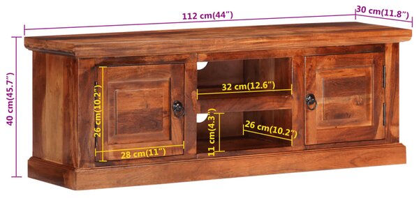 VidaXL Έπιπλο Τηλεόρασης με Πόρτες 112x30x40 εκ. Μασίφ Ξύλο Ακακίας