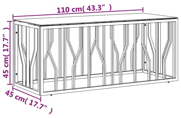 VidaXL Τραπέζι Σαλονιού Ασημί 110x45x45 εκ. Ανοξείδωτο Ατσάλι & Γυαλί