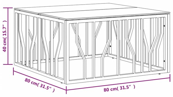 VidaXL Τραπέζι Σαλονιού Χρυσό 80x80x40 εκ. Ανοξείδωτο Ατσάλι και Γυαλί