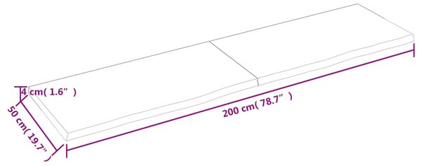 VidaXL Ράφι Τοίχου 200x50x(2-4) εκ. από Ακατέργαστο Μασίφ Ξύλο Δρυός