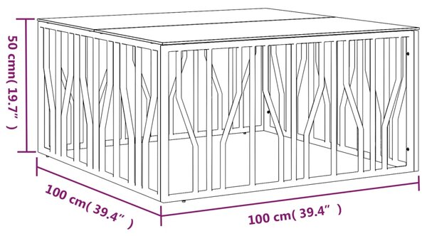 VidaXL Τραπέζι Σαλονιού Χρυσό 100x100x50 εκ. Ανοξείδωτο Ατσάλι & Γυαλί