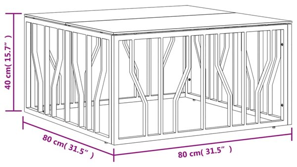 VidaXL Τραπέζι Σαλονιού Ασημί 80x80x40 εκ. Ανοξείδωτο Ατσάλι και Γυαλί