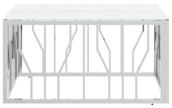 VidaXL Τραπέζι Σαλονιού Ασημί 80x80x40 εκ. Ανοξείδωτο Ατσάλι και Γυαλί