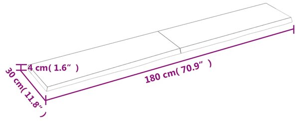 VidaXL Ράφι Τοίχου Ανοιχτό Καφέ 180x30x(2-4)εκ. Επεξ. Μασίφ Ξύλο Δρυός