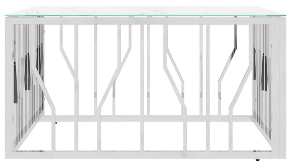 VidaXL Τραπέζι Σαλονιού Ασημί 80x80x40 εκ. Ανοξείδωτο Ατσάλι και Γυαλί