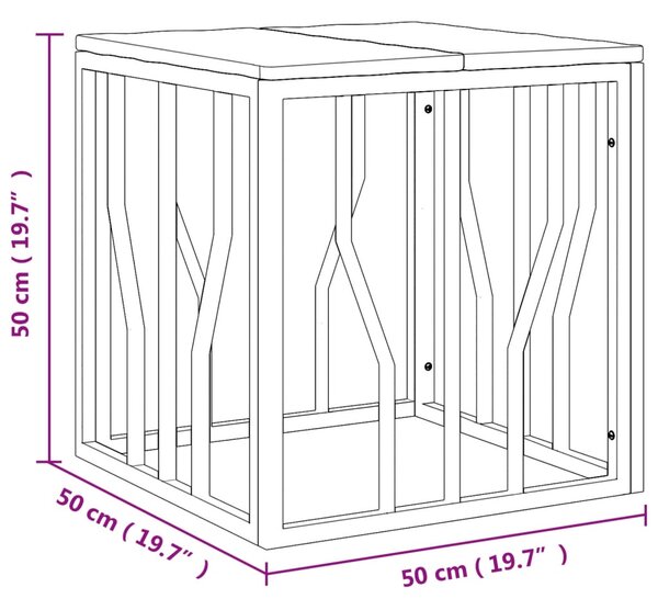 VidaXL Τραπεζάκι Σαλονιού Ασημί Ανοξείδωτο Ατσάλι & Μασίφ Ανακ. Ξύλο