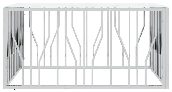 VidaXL Τραπέζι Σαλονιού Ασημί 100x100x50 εκ. Ανοξείδωτο Ατσάλι & Γυαλί