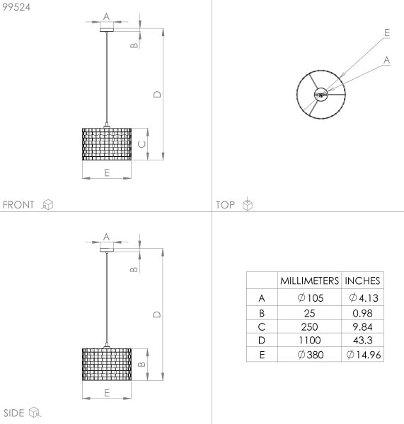 Eglo 99524 - Πολύφωτο κρεμαστό MARASALES 1xE27/40W/230V δ. 38 cm