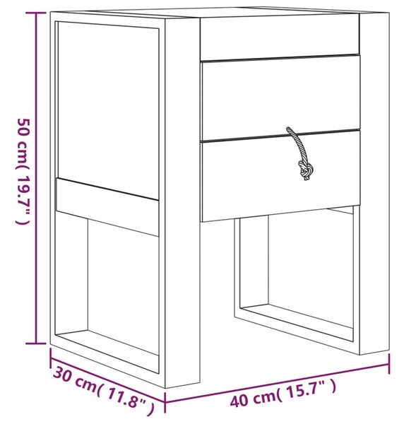 VidaXL Κομοδίνο 40 x 30 x 50 εκ. από Μασίφ Ξύλο Teak