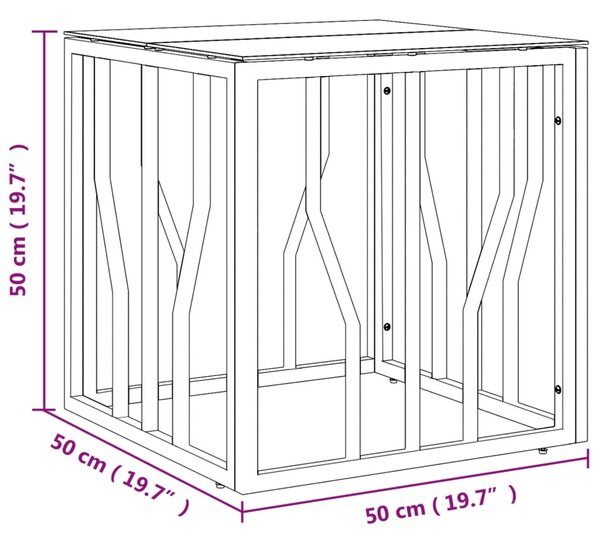 VidaXL Τραπέζι Σαλονιού Ασημί 50x50x50 εκ. Ανοξείδωτο Ατσάλι και Γυαλί