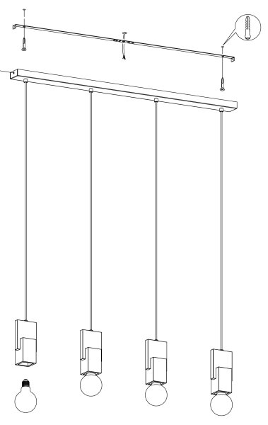 Eglo 99532 - Πολύφωτο κρεμαστό ράγα LOBATIA 4xE27/40W/230V