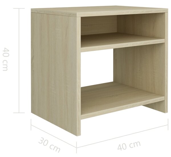 VidaXL Κομοδίνα 2 τεμ. Sonoma Δρυς 40 x 30 x 40 εκ. από Επεξ. Ξύλο