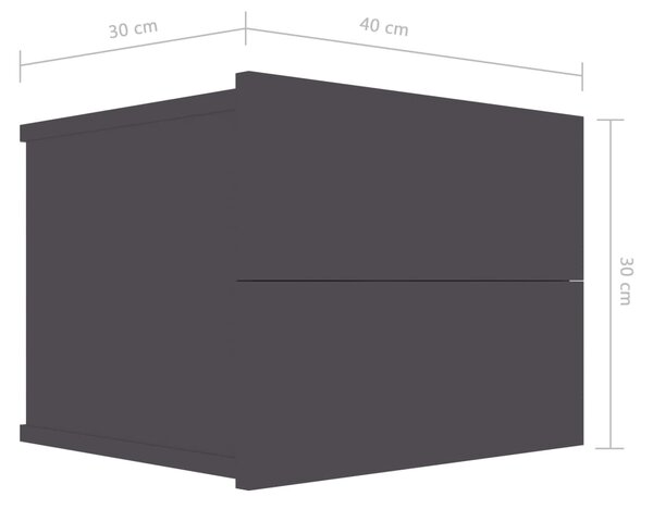 VidaXL Κομοδίνο Γκρι 40 x 30 x 30 εκ. από Μοριοσανίδα