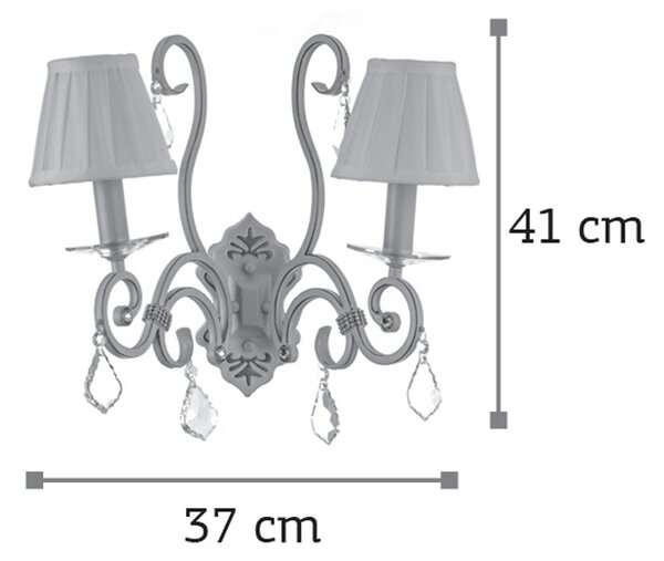 InLight Επιτοίχιο φωτιστικό από μπεζ μέταλλο κρύσταλλα και υφασμάτινο καπέλο (43308-2)