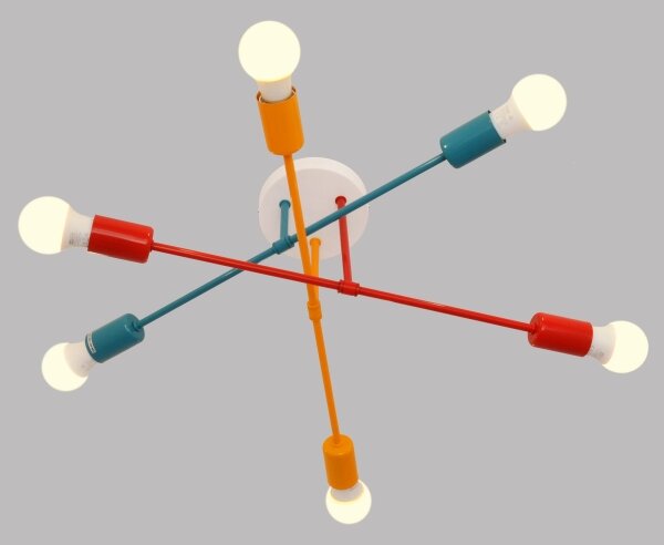 Πλαφονιέρα οροφής πολύφωτο CAMBRIDGE 6xE27/20W/230V μπλε/κόκκινο/πορτοκάλι