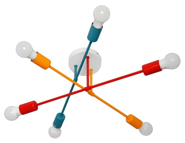 Πλαφονιέρα οροφής πολύφωτο CAMBRIDGE 6xE27/20W/230V μπλε/κόκκινο/πορτοκάλι