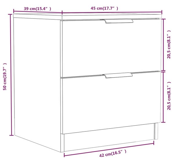 VidaXL Κομοδίνα 2 τεμ. Γυαλιστερό Λευκό από Επεξεργασμένο Ξύλο