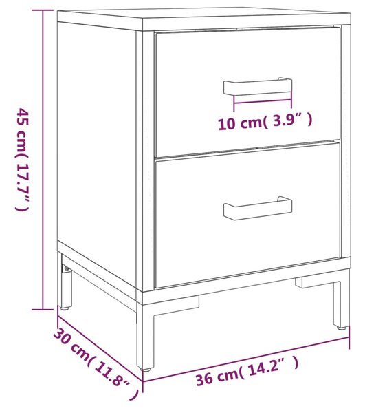 VidaXL Κομοδίνο Μαύρο 36 x 30 x 45 εκ. από Μασίφ Ξύλο Πεύκου